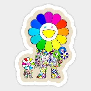 Takashi Murakami Flower Rainbow Sticker